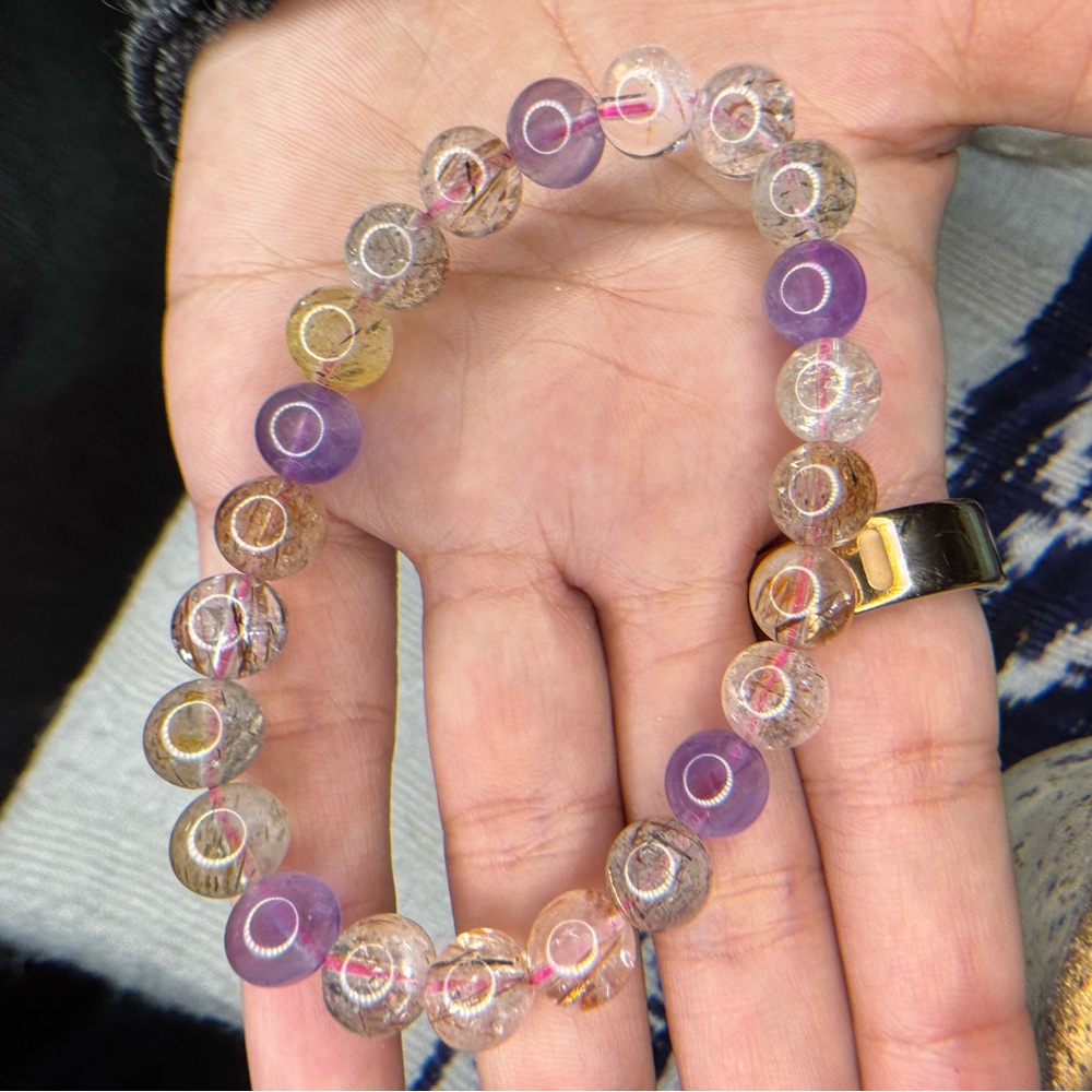 Super Seven Rutilated 8mm Beaded Bracelet